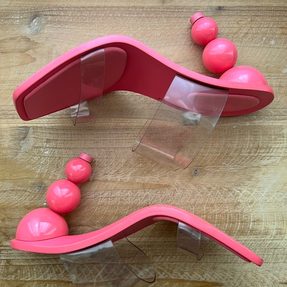 CULT GAIA Vita Vinyl Stacked Heel Mules In Blossom Pink Size 39 New - Picture 8 of 11